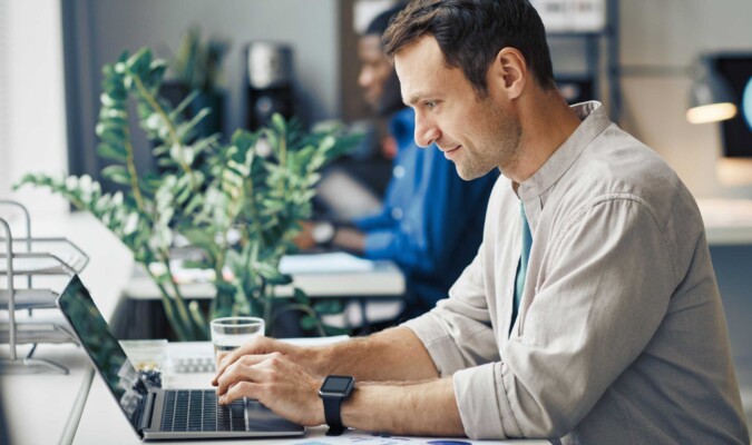 A man working on a laptop