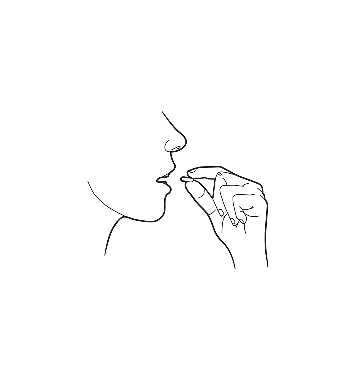 A drawn hand putting a pill in their mouth.