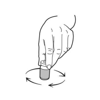 A hand swirling a vial