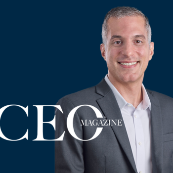 Shaun smiling with text "CEO Magazine"