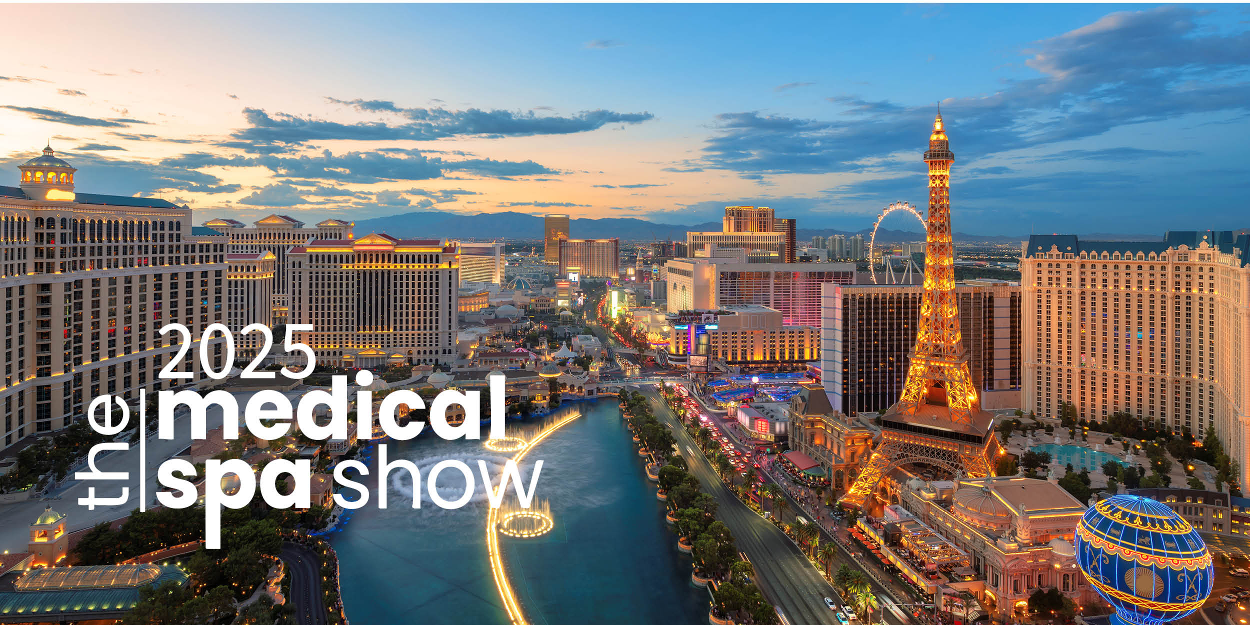 City skyline with text "The 2025 medical spa show"