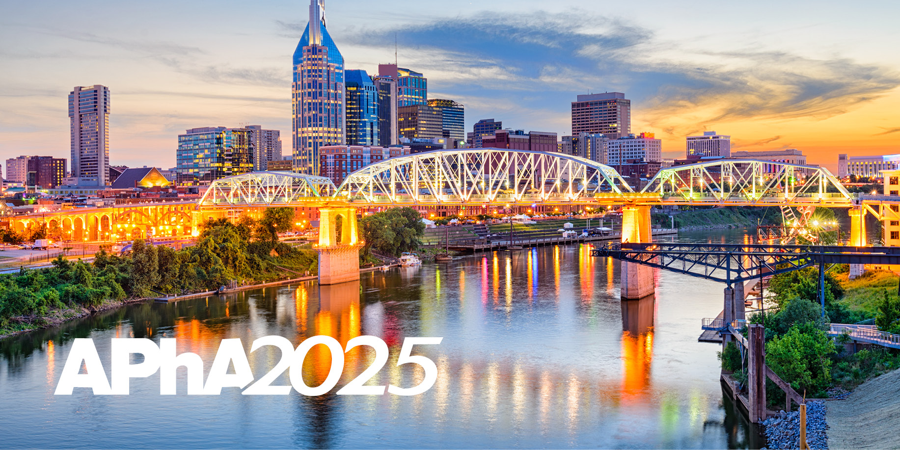 A city skyline with text "APhA 2025"