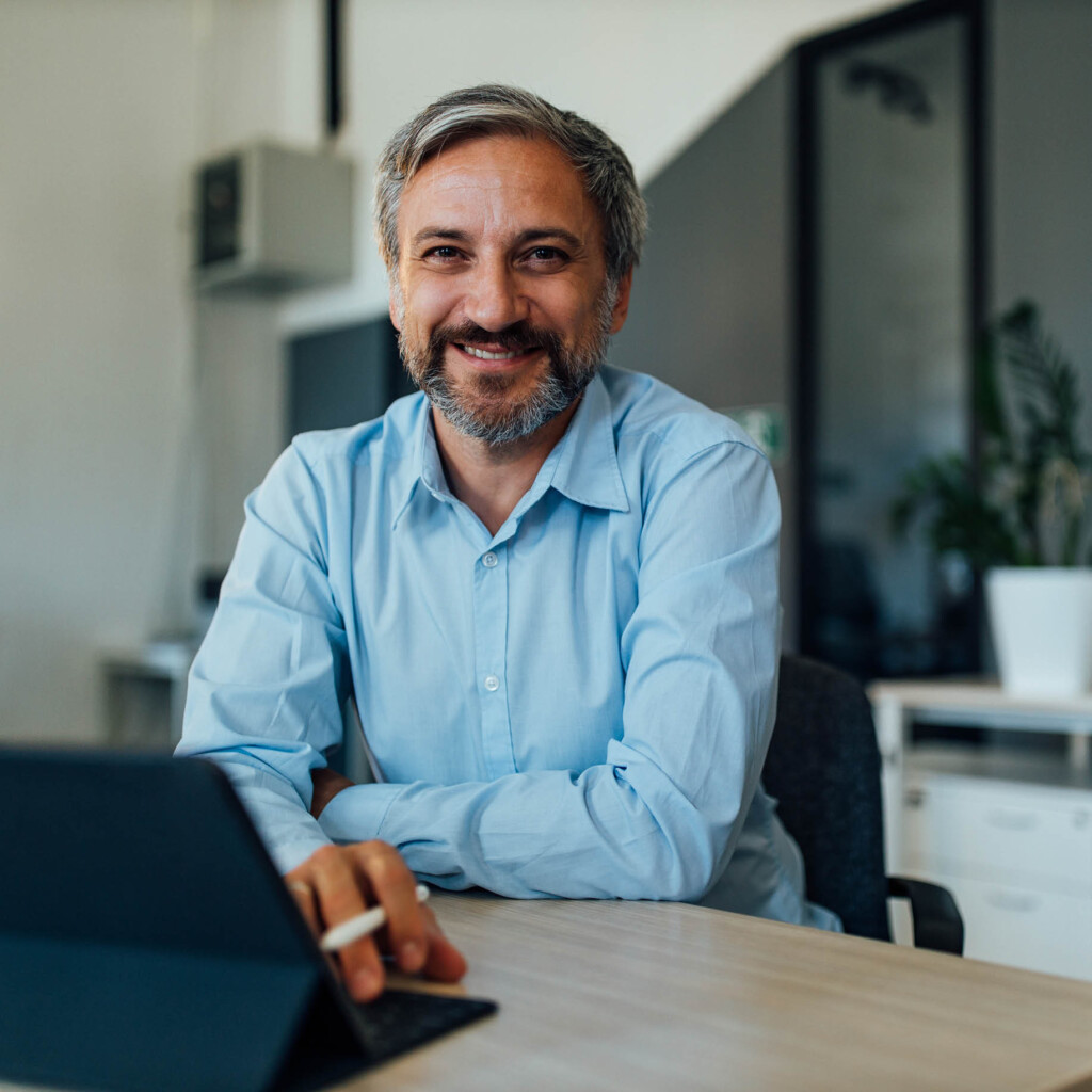 middle age man working at office